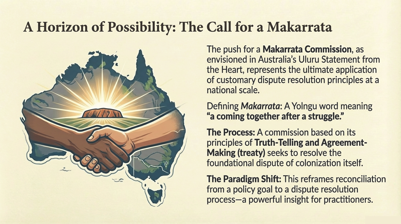 Illustration of Australia with two hands clasped, symbolising the Makarrata process of coming together after a struggle.